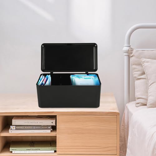 ChengFu Pad and Tampon Organizer for Bathroom,Sanitary Napkin Holder, Pad and Tampon Organizer for Period, Sanitary Napkin Storage Container, Black - Image 5