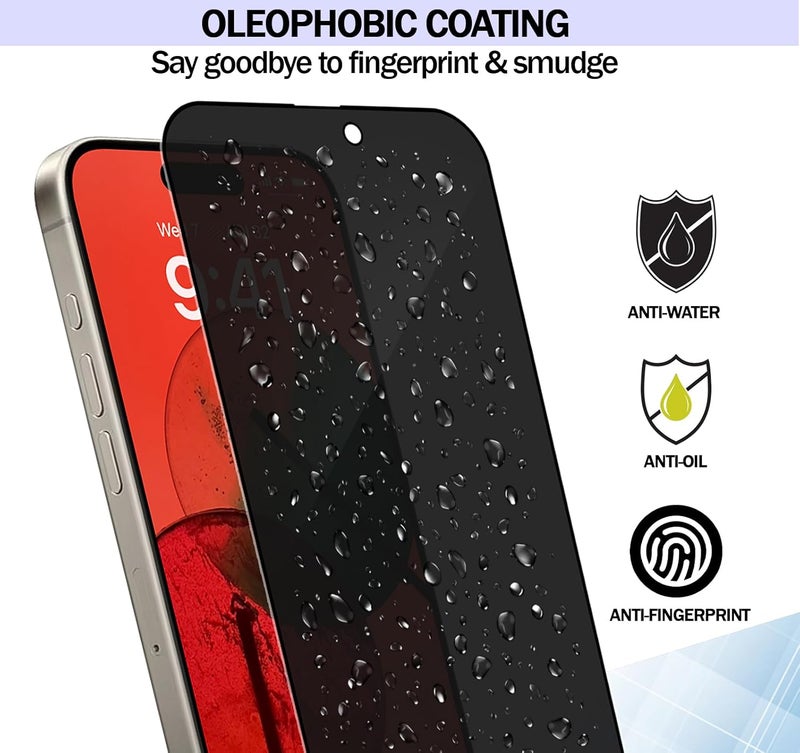 RKINC Screen Protector [3-Pack] for iPhone 16, Privacy Tempered Glass Film Screen Protector, [Anti Spy][Anti-Scratch][Bubble-Free] - Image 4