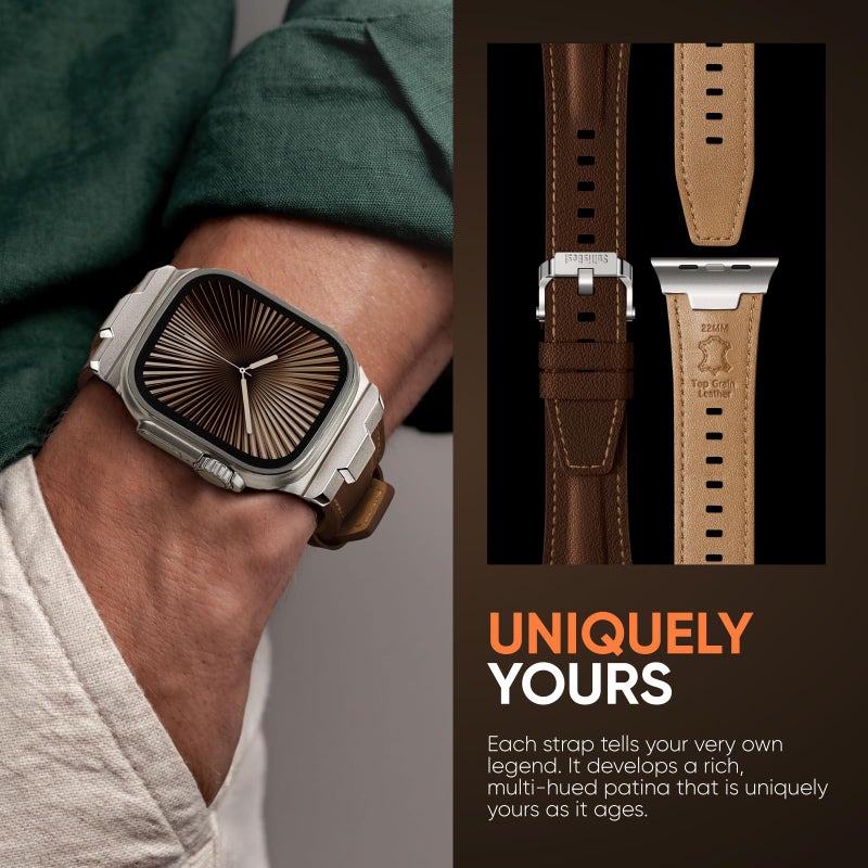 Suitisbest Leather Bands Compatible for Apple Watch Ultra Band 49mm 46mm 45mm 44mm 42mm, Genuine Leather Replacement Strap for iWatch Series 11 10 9 8 7 6 5 4 3 2 1, SE 3 2 1, Ultra 3 2 1 - Image 5