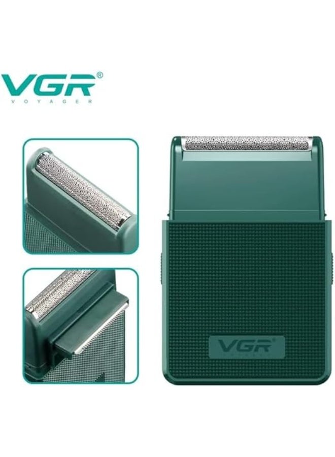 في جي آر V-376 ماكينة حلاقة كهربائية احترافية فائقة النحافة قابلة لإعادة الشحن للعناية بالوجه وتشذيب اللحية بشفرة مترددة مع USB للرجال - أسود - Image 2