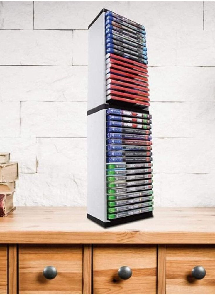 DOBE - ATD Cd Shelf, Game Storage Tower Holder, 36 Tier Shelving, Game Disk Rack and Controller Organizer Compatible for Ps5, Ps4, for Home, Office - Image 1