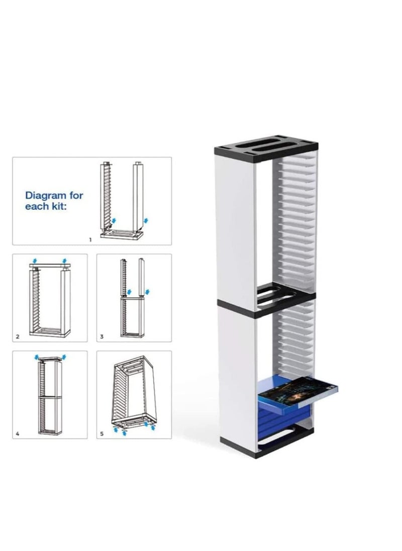 DOBE - ATD Cd Shelf, Game Storage Tower Holder, 36 Tier Shelving, Game Disk Rack and Controller Organizer Compatible for Ps5, Ps4, for Home, Office - Image 1