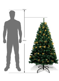 Jinou Christmas Tree 5ft with 100 Golden LED lights & Skirt - Made by Premium Quality PVC Material with Sturdy Metal Stand - Artificial Christmas tree for Home, Office, Shop, Indoor & Outdoor Parties  - Image 2