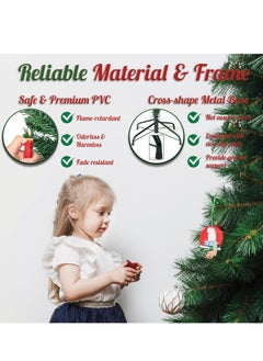 Jinou Christmas Tree 5ft with 100 Golden LED lights & Skirt - Made by Premium Quality PVC Material with Sturdy Metal Stand - Artificial Christmas tree for Home, Office, Shop, Indoor & Outdoor Parties  - Image 3