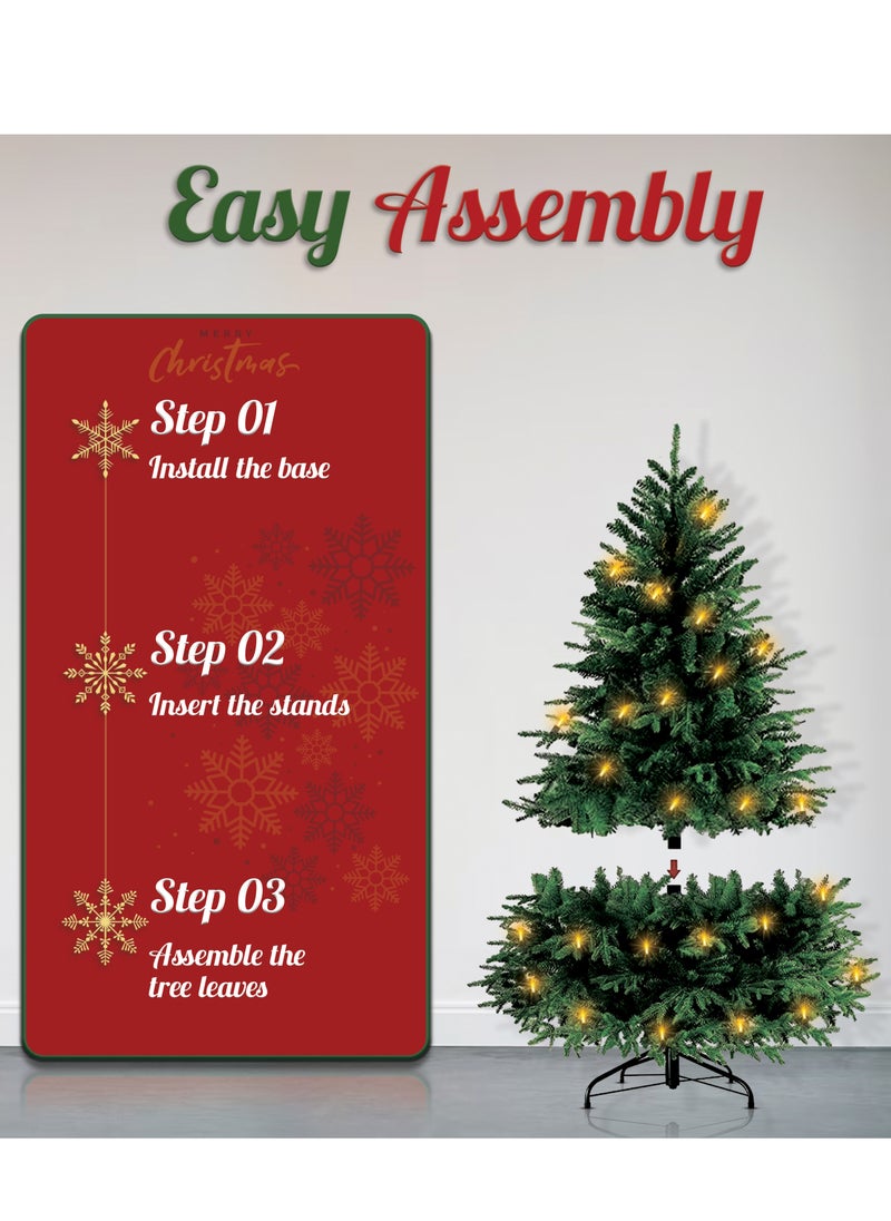 Jinou Christmas Tree 5ft with 100 Golden LED lights & Skirt - Made by Premium Quality PVC Material with Sturdy Metal Stand - Artificial Christmas tree for Home, Office, Shop, Indoor & Outdoor Parties  - Image 5