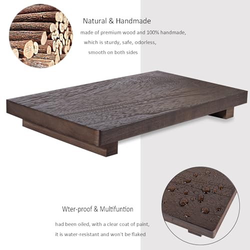 zoocatia Small Wood Tray Pedestal Stand Farmhouse Bathroom Decor Decorative Wooden Riser Kitchen Soap Dish Holder for Vanity Counter Sink Large 118 x 7 Walnut - Image 3