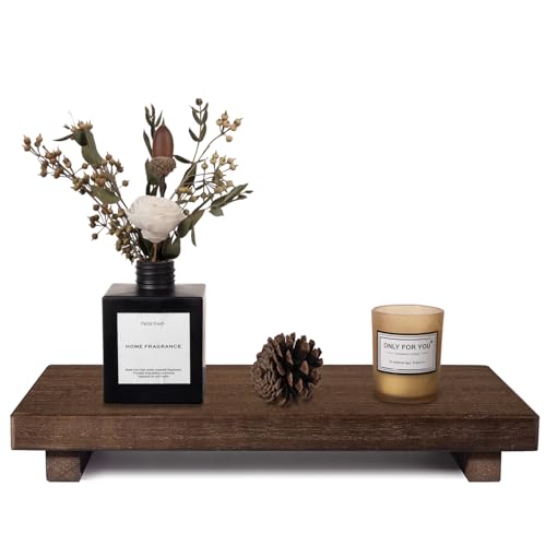zoocatia Small Wood Tray Pedestal Stand Farmhouse Bathroom Decor Decorative Wooden Riser Kitchen Soap Dish Holder for Vanity Counter Sink Large 118 x 7 Walnut - Image 1