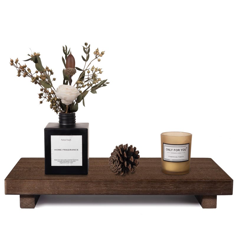 zoocatia Small Wood Tray Pedestal Stand Farmhouse Bathroom Decor Decorative Wooden Riser Kitchen Soap Dish Holder for Vanity Counter Sink Large 118 x 7 Walnut - Image 2
