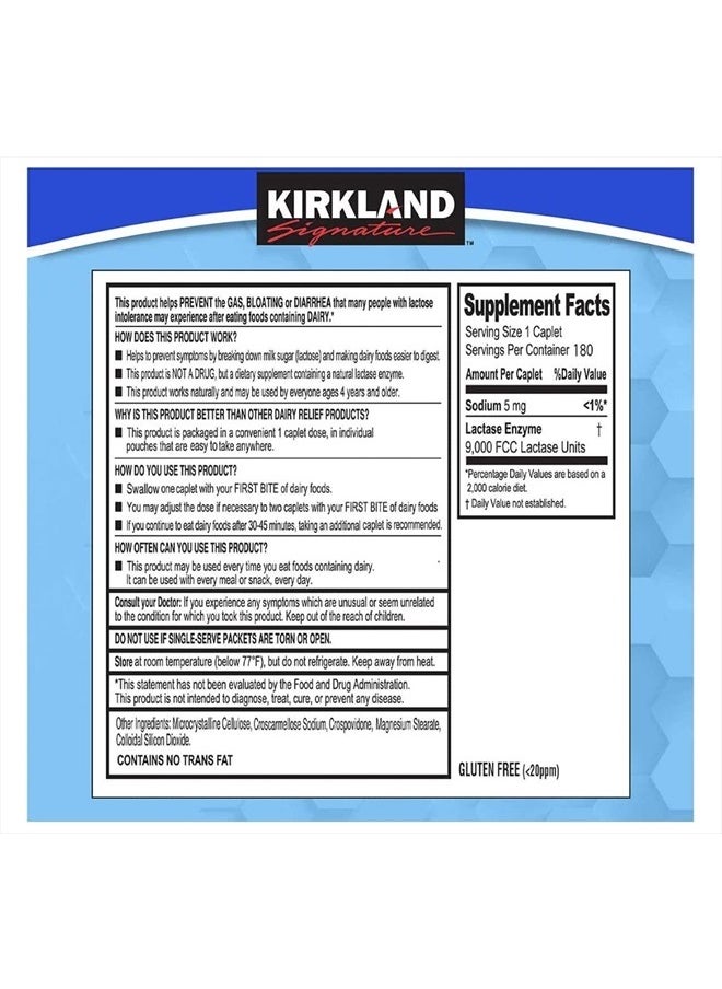 Kirkland Signature - Fast Acting Lactase - 180 Caplets - Image 1