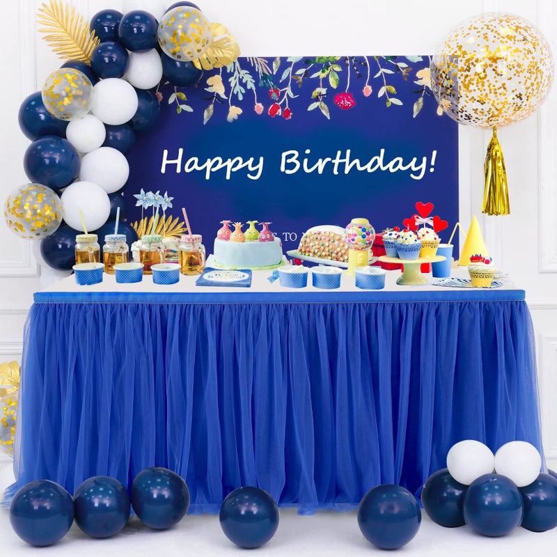 Suppromo Royal Blue Tulle Table Skirt for Baby Shower Tutu Table Cloth Cover for 6ft Rectangle Tables or Round Tables for Wedding Reception, Bridal Shower, Birthday Party, Graduation, Banquet Decorations  - Image 2
