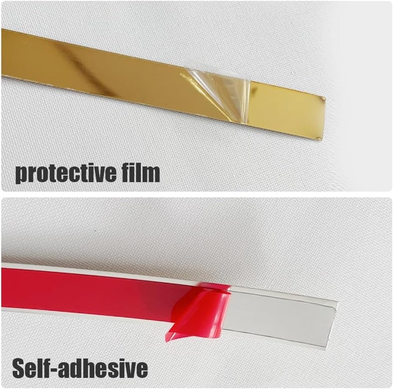 VICTAC Flexible Self-Adhesive Stainless steel PVD coated 8K Mirror Gold finish Flat trim patti Strip profile 15 mm x 16.4ft(5mtr) Pack of 1 roll for wall Decoration, Furniture, Highlighters - Image 3