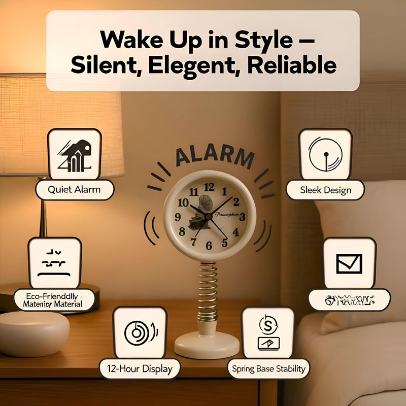 Decorative Clock - Contemporary coiled-stand concept transforms a simple time display into a sophisticated sculptural accent that enhances ambiance and punctuality simultaneously. - Image 2