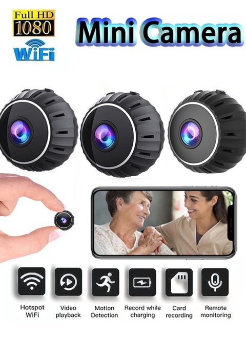 3pcs Mini Hidden Cameras, Wireless WiFi HD 1080P Home Security Cameras, Surveillance with Audio and Video Live Feed, Covert Baby Nanny Cam,Tiny Smart Cameras with Night Vision and Motion Detection