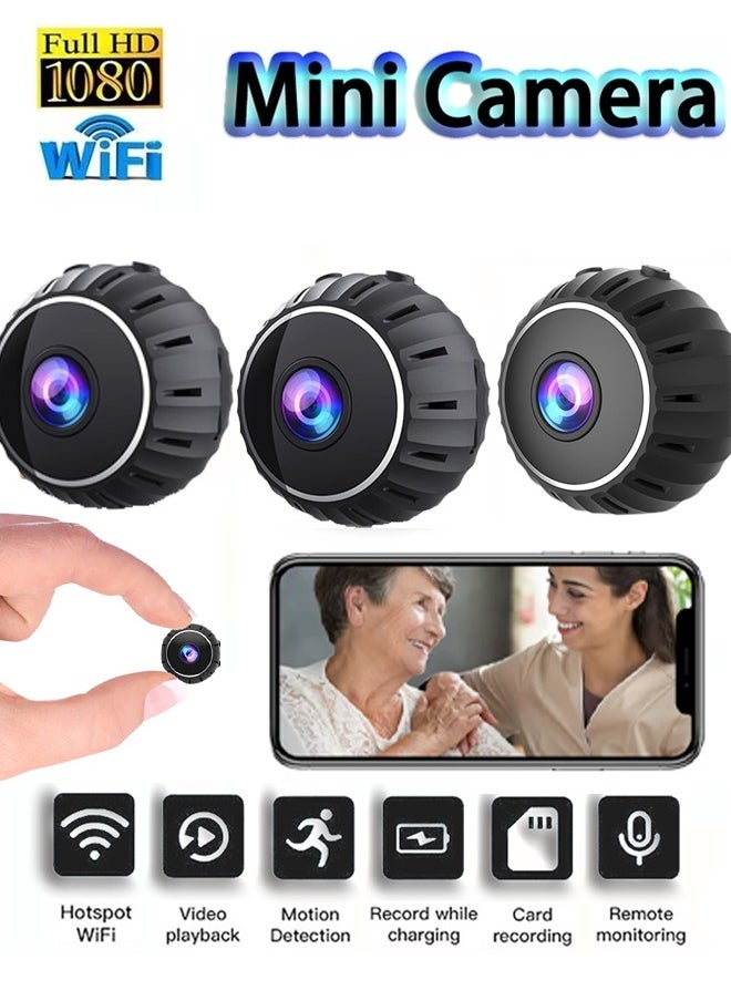 3pcs Mini Hidden Cameras, Wireless WiFi HD 1080P Home Security Cameras, Surveillance with Audio and Video Live Feed, Covert Baby Nanny Cam,Tiny Smart Cameras with Night Vision and Motion Detection
