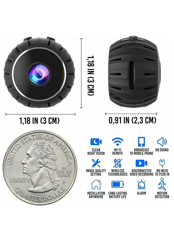 3pcs Mini Hidden Cameras, Wireless WiFi HD 1080P Home Security Cameras, Surveillance with Audio and Video Live Feed, Covert Baby Nanny Cam,Tiny Smart Cameras with Night Vision and Motion Detection