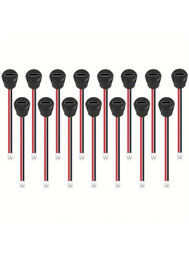 15 قطعة من كتل موصلات نوع C أنثى سوداء 2 دبوس منفذ شحن USB C تيار 3 أمبير - Image 1