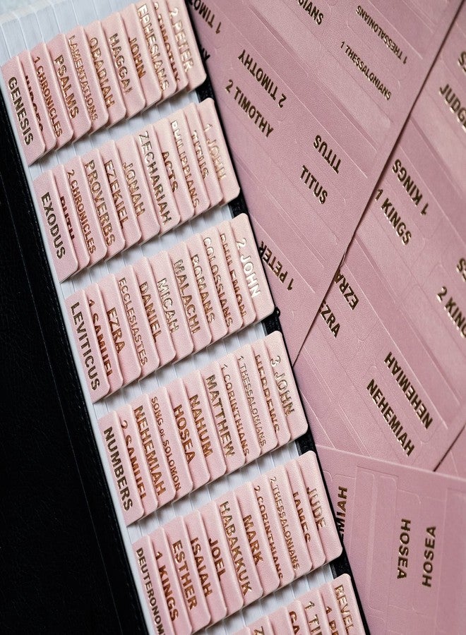 UPAFEXXI-Leather Bible Tabs, Bible Tabs for Women and Men(Gold Foil Lettering) Large Print Stickers, Easy to Read and Apply, 80 Chapters Labels for Easy Navigation (Rose Pink) - Image 1