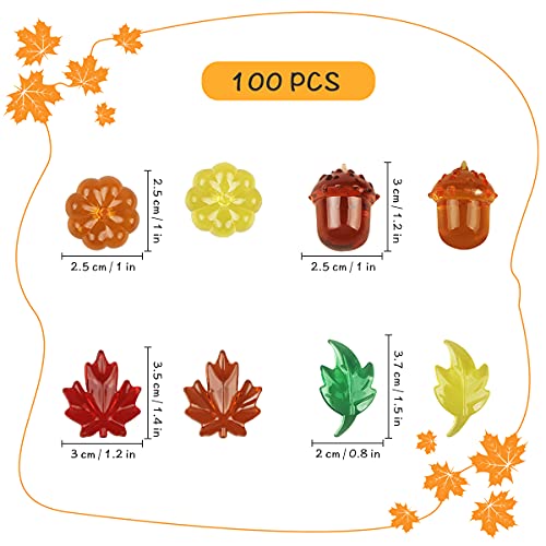 Jangostor 100PCS Acrylic Leaves Mini Pumpkins Acorns Maple Leaves Acrylic Fall Decorations, Thanksgiving Table Scatter Fall Vase Filler Gems for DIY Crafts, Home Decoration, Thanksgiving and Autumn Decor - Image 3