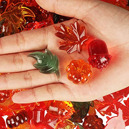 Jangostor 100PCS Acrylic Leaves Mini Pumpkins Acorns Maple Leaves Acrylic Fall Decorations, Thanksgiving Table Scatter Fall Vase Filler Gems for DIY Crafts, Home Decoration, Thanksgiving and Autumn Decor - Image 4