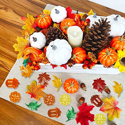 Jangostor 100PCS Acrylic Leaves Mini Pumpkins Acorns Maple Leaves Acrylic Fall Decorations, Thanksgiving Table Scatter Fall Vase Filler Gems for DIY Crafts, Home Decoration, Thanksgiving and Autumn Decor - Image 2
