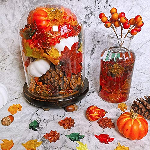 Jangostor 100PCS Acrylic Leaves Mini Pumpkins Acorns Maple Leaves Acrylic Fall Decorations, Thanksgiving Table Scatter Fall Vase Filler Gems for DIY Crafts, Home Decoration, Thanksgiving and Autumn Decor - Image 5