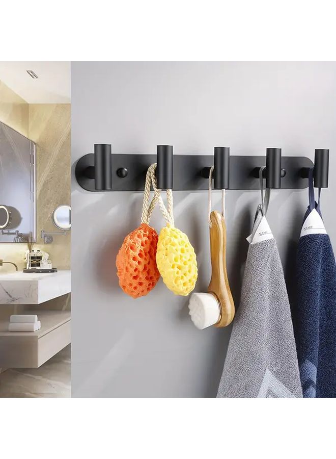 Black Heavy Duty Bathroom Organizer Stainless Steel Wall Mount Towel Coat Hook - Image 2