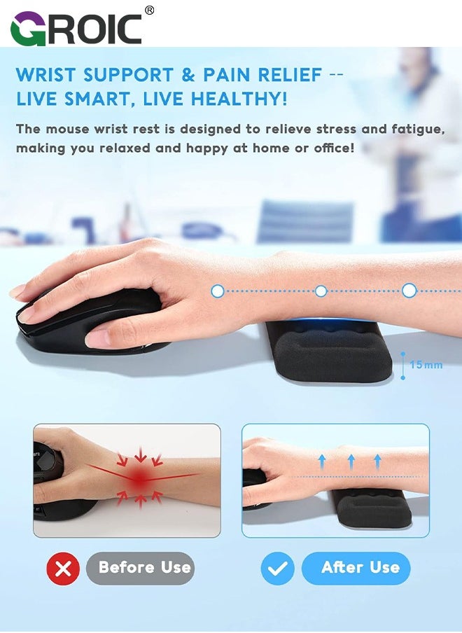 GROIC Black Wrist Rest for Mouse, Mouse Wrist Rest, Mouse Pad Wrist Support, Ergonomic Memory Foam Gel Wrist Rest with Massage Holes, Pain Relief Mouse Wrist Cushion for Laptop, Office, Gaming  - Image 5