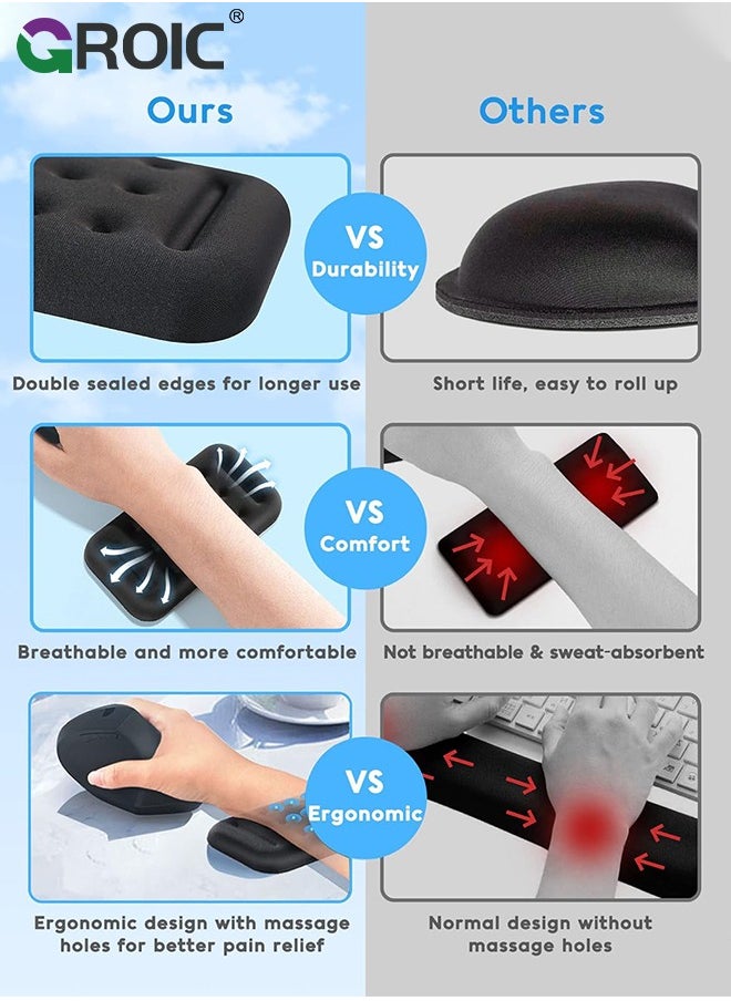 GROIC Black Wrist Rest for Mouse, Mouse Wrist Rest, Mouse Pad Wrist Support, Ergonomic Memory Foam Gel Wrist Rest with Massage Holes, Pain Relief Mouse Wrist Cushion for Laptop, Office, Gaming  - Image 3