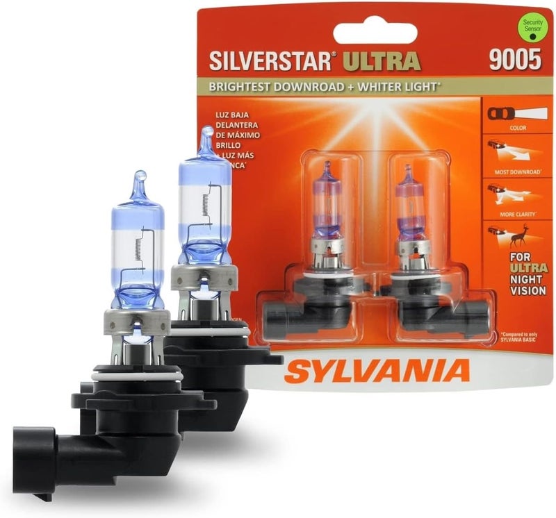 SYLVANIA 9005 SilverStar Ultra High Performance Halogen Headlight Bulb - Brightest Downroad with Whiter Light (2 Bulbs) - Image 1