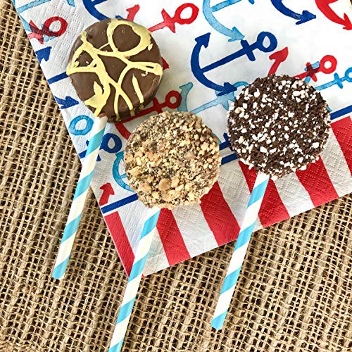 Outside the Box Papers Light Blue and Silver Stripe and Chevron Paper Straws 7.75 Inches 100 Pack Light Blue, Silver, White - Image 4