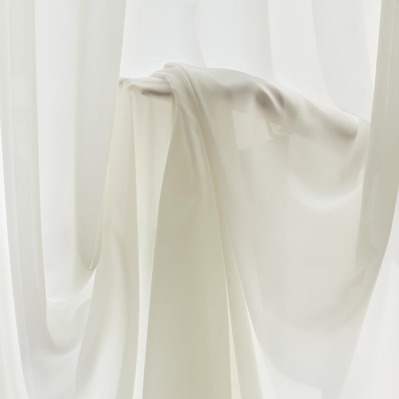 FMFUNCTEX Sheer Non-See-Through Netural Beige Curtains for Bedroom, Faux Silk That Let Light Curtains 90 inches Long Light Filtering Privacy Sheer Drapes for Living Room, Rod Pocket 2 Panels Set - Image 3