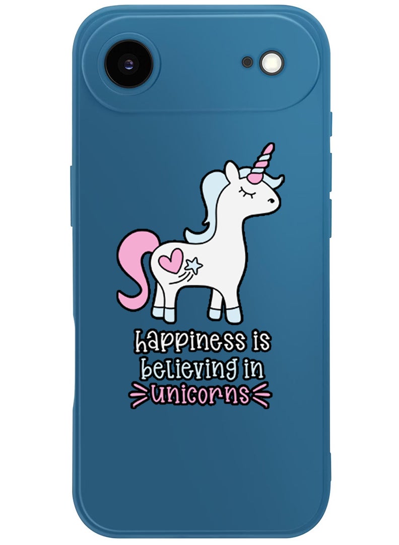 Theodor Protective Slim Fit Case Liquid Silicone Cover with Full Body Protection Anti-Scratch Shockproof Case For Apple iPhone 17 Air (Blue) Happiness is believing in Unicorns - Image 1