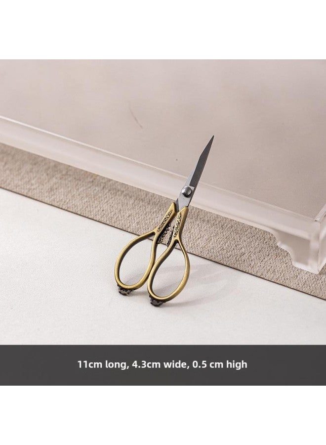 Two One Stainless Steel Tea Scissors Retro Rock Tea Tieguanyin Tea Bag Small Scissors Chinese Tea Art Tea Ceremony Accessories-Color:Dark Gold  - Image 1