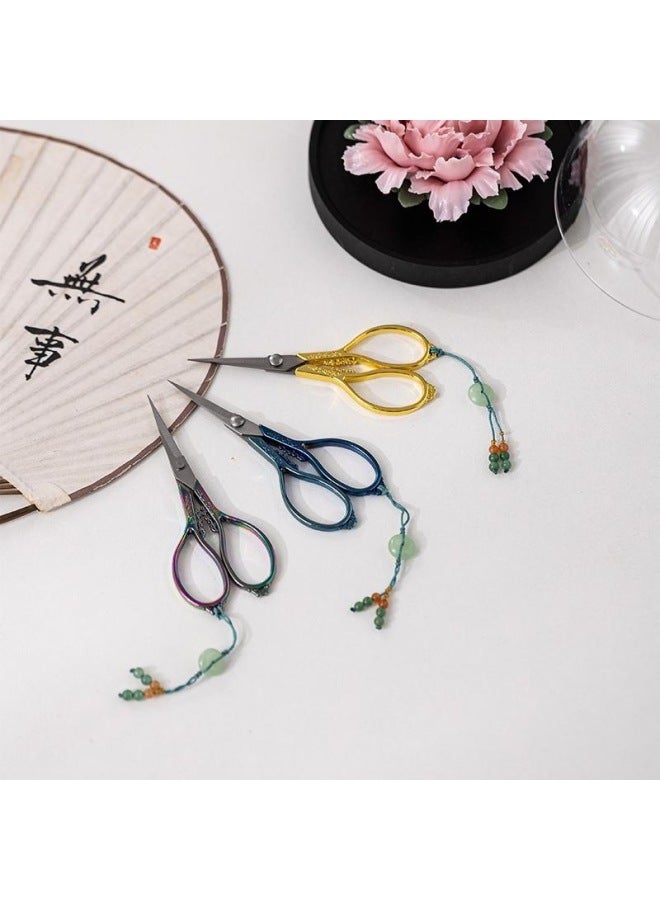 Two One Stainless Steel Tea Scissors Retro Rock Tea Tieguanyin Tea Bag Small Scissors Chinese Tea Art Tea Ceremony Accessories-Color:Dark Gold  - Image 4