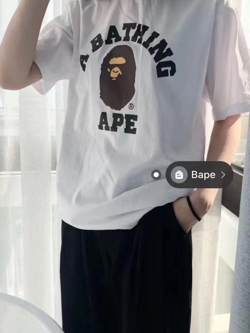 Japanese Trendy Brand Classic Brown Ape Head Letter Print Loose-Fitting Unisex Couple Short-Sleeve T-Shirt - Image 2