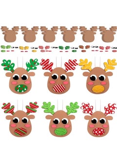 Generic 24 Pcs Reindeer Craft Kit for Kids Foam having 6 Different Designs DIY for Christmas Tree Decorations Classroom Activities Holiday school Party Supplies  - Image 1