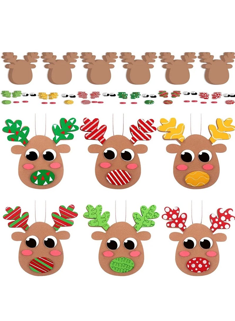 24 Pcs Reindeer Craft Kit for Kids Foam having 6 Different Designs DIY for Christmas Tree Decorations Classroom Activities Holiday school Party Supplies - Image 1