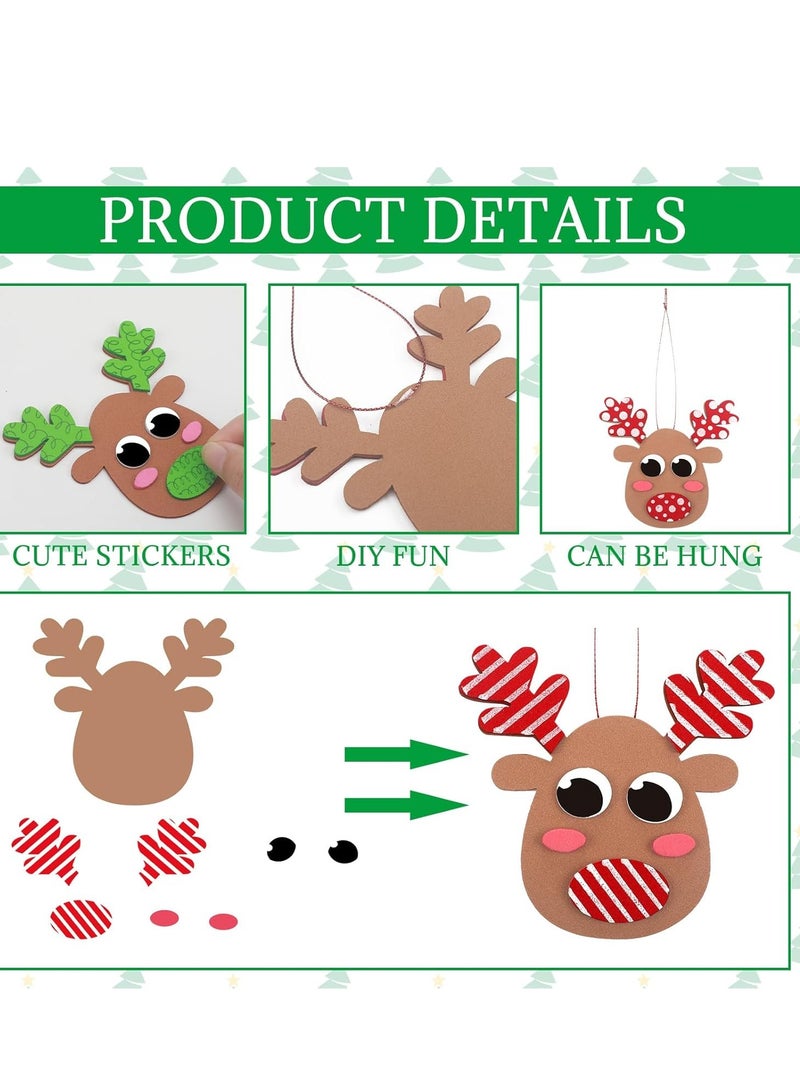 24 Pcs Reindeer Craft Kit for Kids Foam having 6 Different Designs DIY for Christmas Tree Decorations Classroom Activities Holiday school Party Supplies - Image 2