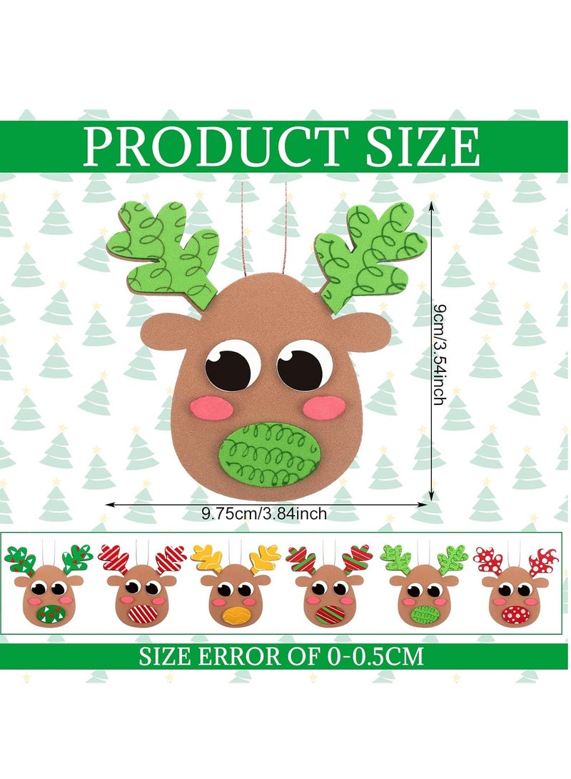 24 Pcs Reindeer Craft Kit for Kids Foam having 6 Different Designs DIY for Christmas Tree Decorations Classroom Activities Holiday school Party Supplies - Image 3