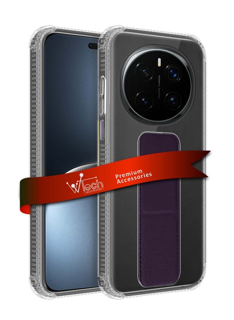 Wtech Honor Magic7 Pro 5G 2024 TPU Hand Grip Air Pillow Case Cover - Clear/Eggplant Purple - Image 1