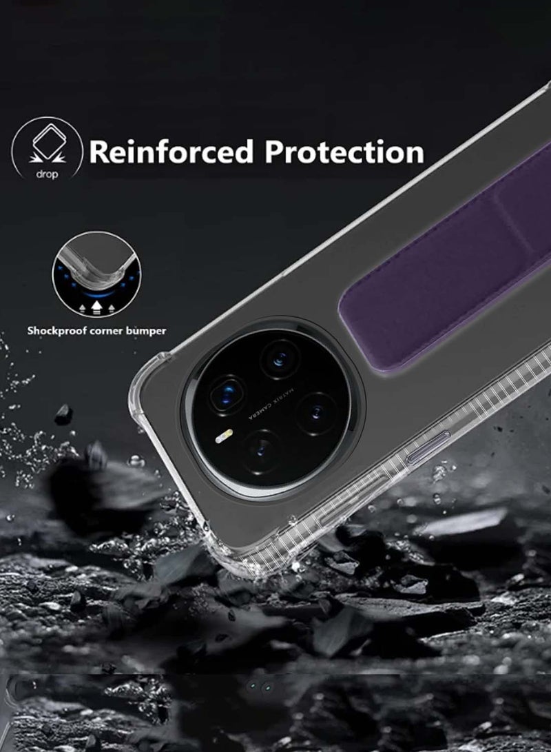 Wtech Honor Magic7 Pro 5G 2024 TPU Hand Grip Air Pillow Case Cover - Clear/Eggplant Purple - Image 4