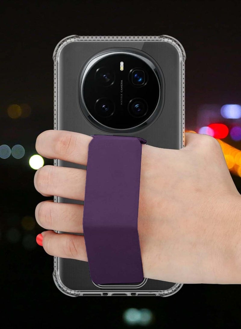 Wtech Honor Magic7 Pro 5G 2024 TPU Hand Grip Air Pillow Case Cover - Clear/Eggplant Purple - Image 3