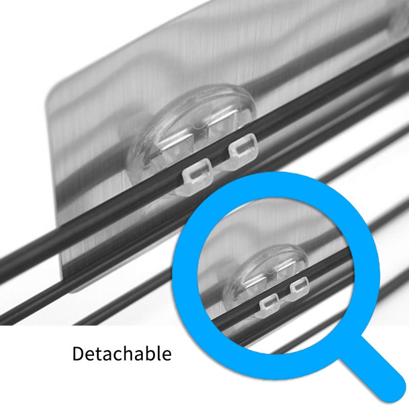 Metal Wire Wall Shelf: Black, 5kg Bearing Capacity, Anti-Rust Wearproof Varnish - No-Drill Adhesive Hook Installation, Minimalist Floating Rack for Bathroom Home Interior Decor - Image 4