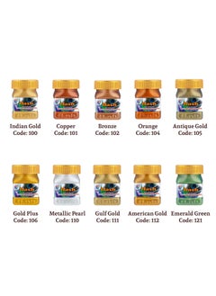 Flash Flash Premium Solid Metallic Acrylic Colour Set | 12 Metallic Painting Color Set | 50 ml, 1.7 fl oz Each | High Pigment Strength | Non Fading | Indoor/Outdoor | Non Toxic | Multi-Surface Paint | Pro Artist, Hobby Painters & Kid | Made In India (Premium Metallic-Set of 12 Colors)  - Image 2