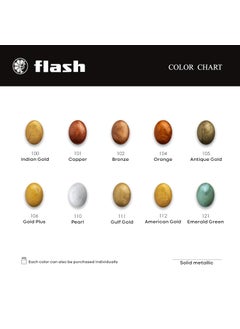 Flash Flash Premium Solid Metallic Acrylic Colour Set | 12 Metallic Painting Color Set | 50 ml, 1.7 fl oz Each | High Pigment Strength | Non Fading | Indoor/Outdoor | Non Toxic | Multi-Surface Paint | Pro Artist, Hobby Painters & Kid | Made In India (Premium Metallic-Set of 12 Colors)  - Image 4