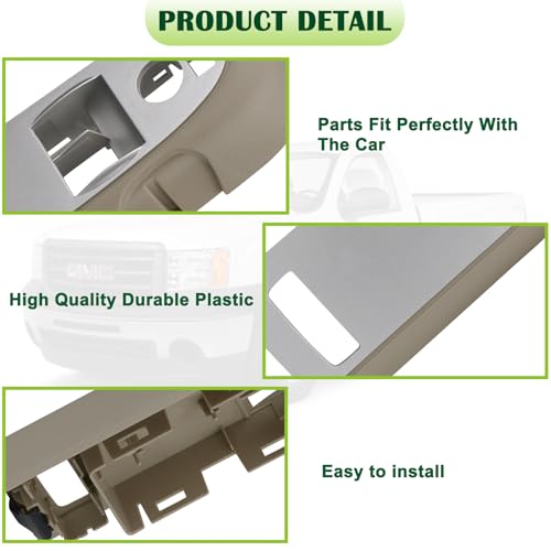 omoZone Window Switch Bezel Cover Front Left Driver Side Door Control Switch Panel Trim Cashmere Compatible with 2010-2014 Chevrolet Chevy Silverado GMC Sierra Replaces 25951961 25932478 Pickup 2-Door - Image 4