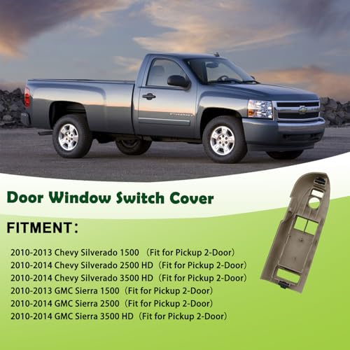 omoZone Window Switch Bezel Cover Front Left Driver Side Door Control Switch Panel Trim Cashmere Compatible with 2010-2014 Chevrolet Chevy Silverado GMC Sierra Replaces 25951961 25932478 Pickup 2-Door - Image 3