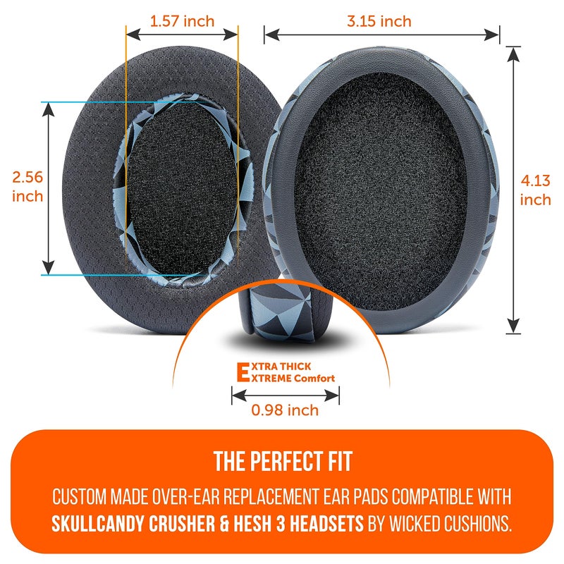 WC Freeze Crusher - Cooling Gel Earpads Compatible with Skullcandy Crusher, by Wicked Cushions - Fits Skullcandy Crusher & Hesh 3 Headphones, Soft Memory Foam, Cooler for Longer | Geo Grey - Image 5