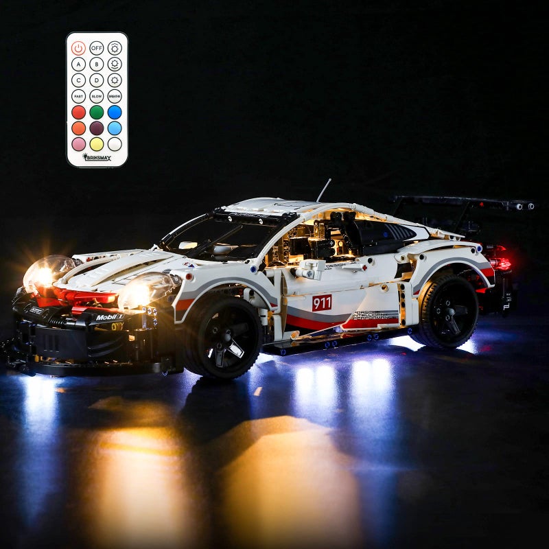 بريكسماكس مجموعة إضاءة LED من  لسيارة بورش 911 RSR التقنية - متوافقة مع نموذج كتل البناء ليغو 42096 - لا تشمل مجموعة ليغو (نسخة التحكم عن بعد) - Image 1