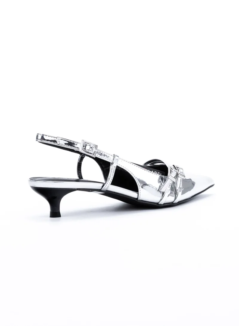 Bata Metallic Slingback Kitten Heel Pumps